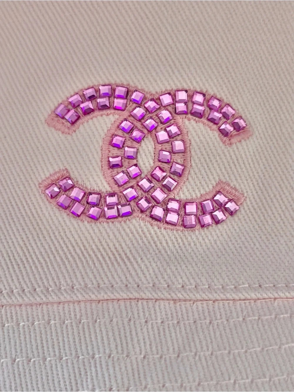 Chanel Beauty GWP Pink CC Rhinestone Logo Bucket Hat
